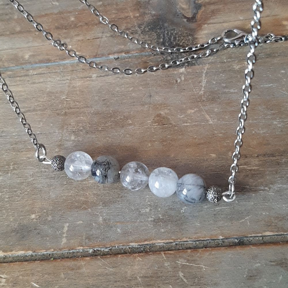 Rutilated Quartz Bar Necklace
